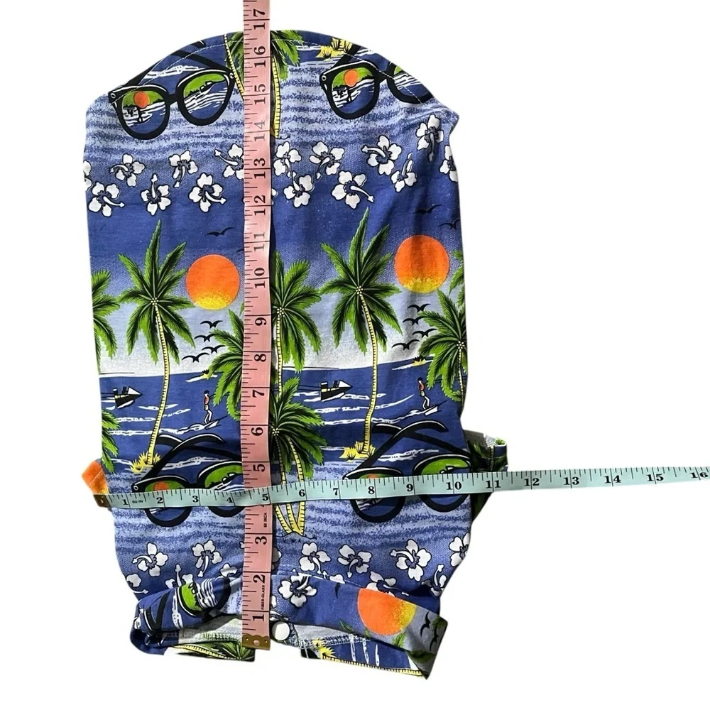 Hawaiian Beach Coconut Tree Print Dog Shirt Summer Camp Shirt Clothes (Blue, M)